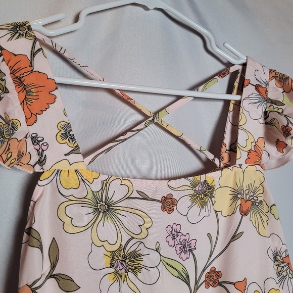 Band of Gypsies Lottie&Holly Blush Pink Floral Mini Dress Women's Size M - Picture 3 of 11